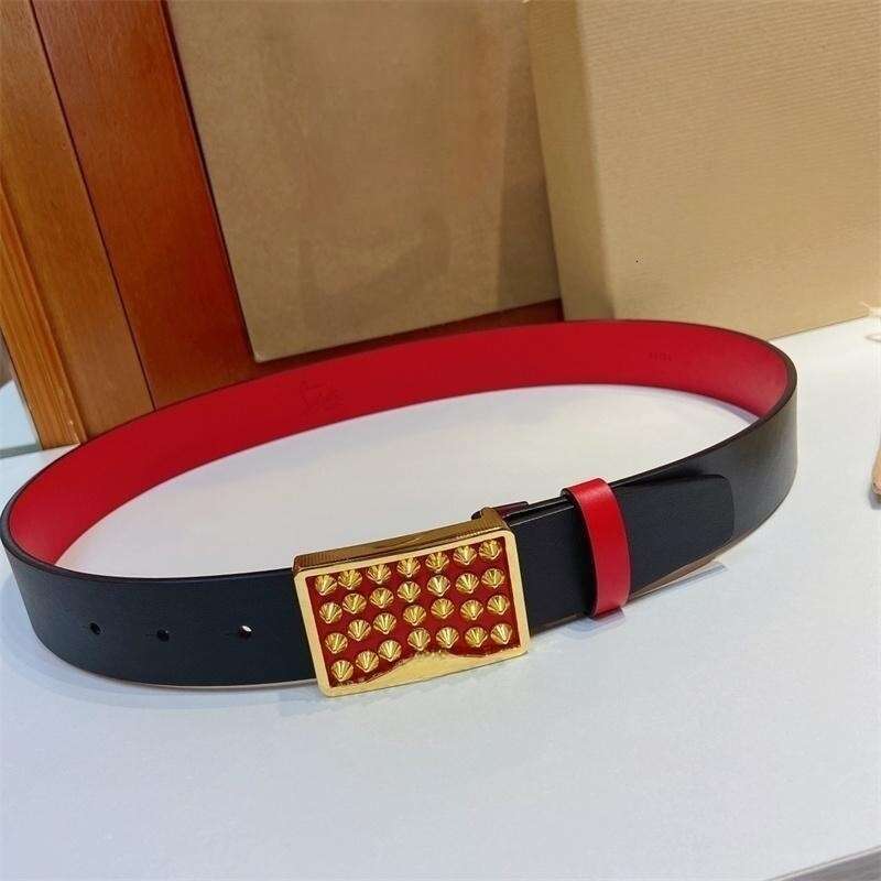 Rivet decoration boutique hardware versatile double-sided cowhide automatic buckle business pants belt 3.5cm