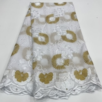 Wholesale Cotton African Lace Fabric High Quality Swiss Voile Lace Fabric Nigerian Dry Lace Fabrics With Stones Wedding Sew 250408
