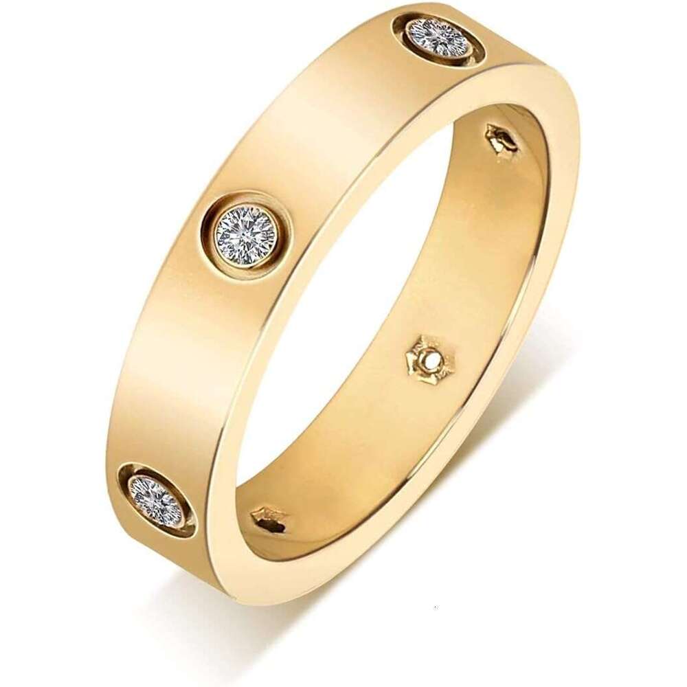 Fashion classic 14K gold-plated cubic zirconia women's stacked love Women's eternal gold ring | Valentine's Day gift