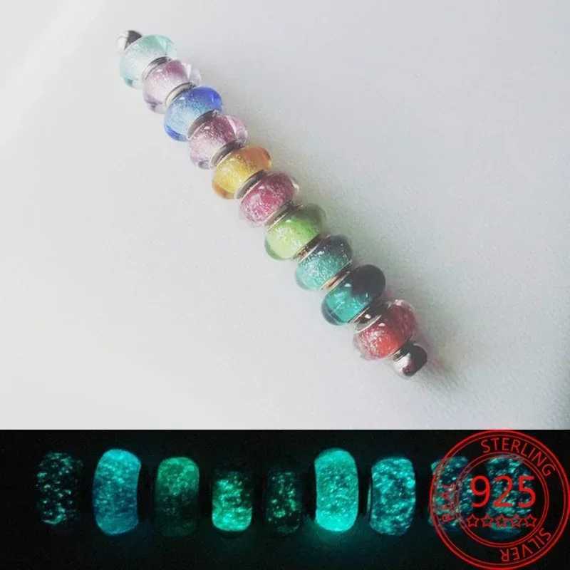 925 Silver Plated Murano Glass Galaxy Stars Heart Bubbles Shiny Beads Fit Necklace Charms Bracelet DIY Jewelry For MumXJ250523