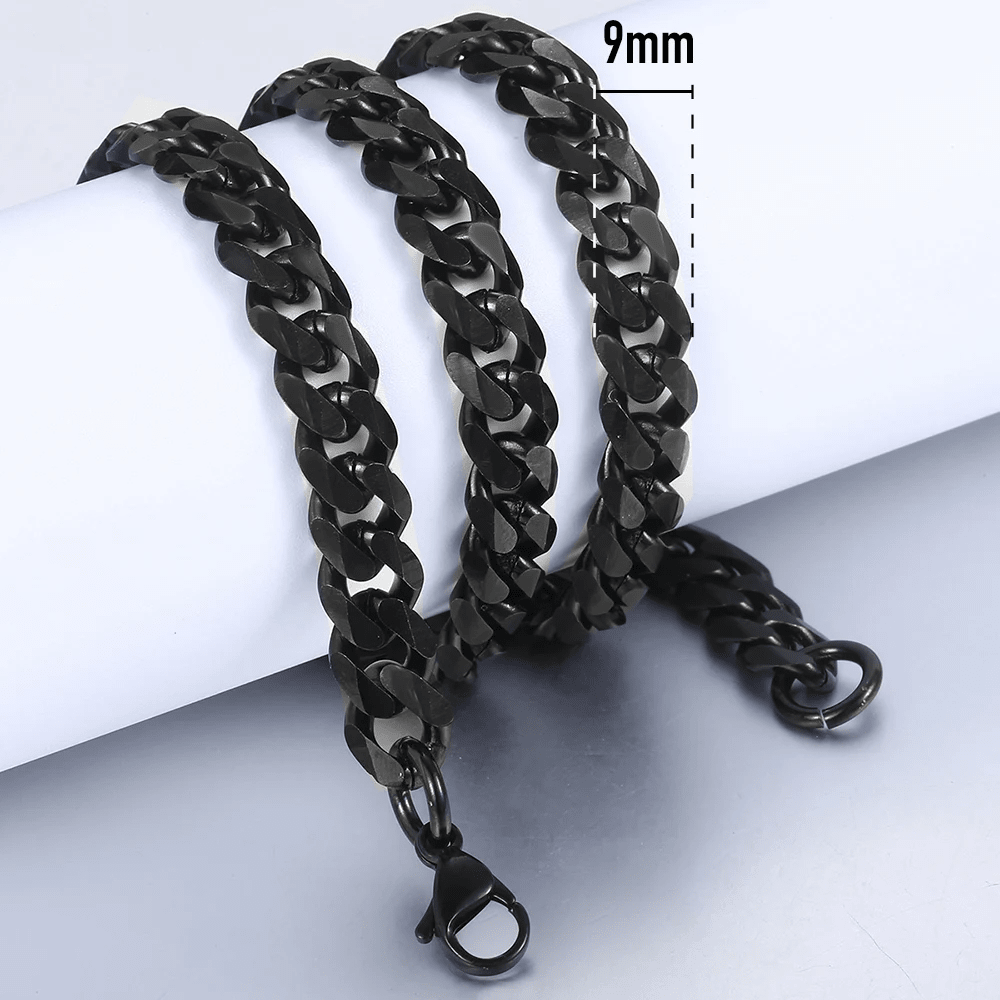 Heavy Stainless Steel Curb Cuban Chain Necklace For Men Women Hip Hop 9mm 18-24 Inch Link Jewelry Gifts