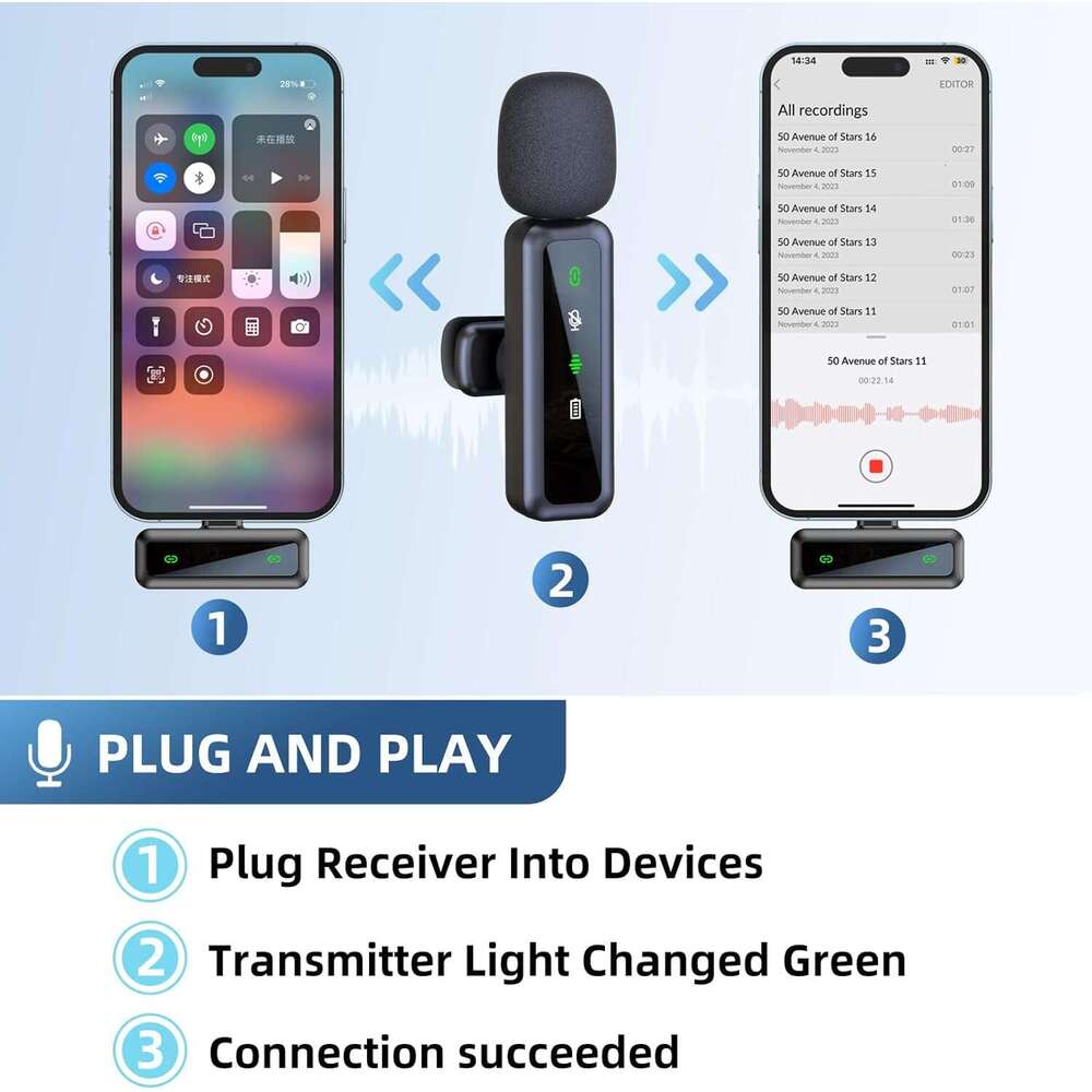 DHgarget Wireless Lavalier Microphone For Iphone And Android Cell Phones