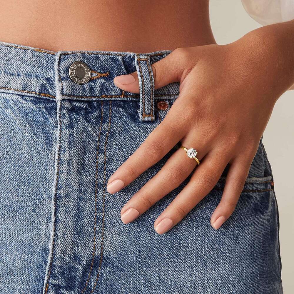 Sterling Sier Gold Round Cut Solitare 1.5 CT Engagement Moissanite Wedding Band for Women - Stone Promise Rings