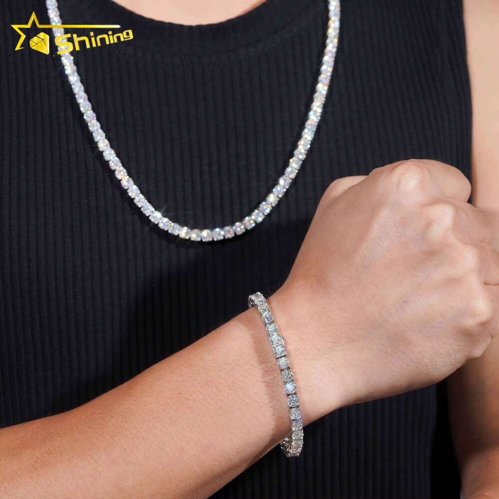 Ready To Ship VVS Silica Necklace Stainless Steel Tennis Chain Premium Jewelry Price