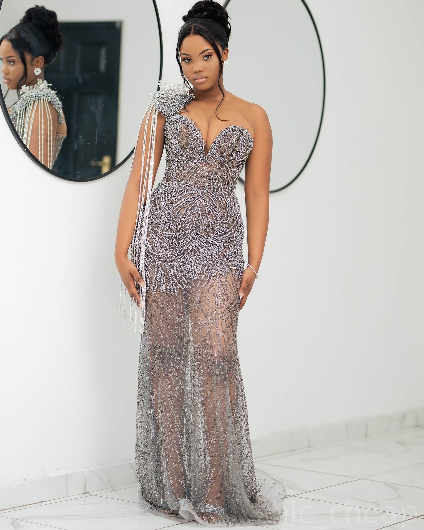 Silver Mermaid Prom Dresses 2025 Beaded Crystals Illusion Lace Vintage Evening Formal Party Second Birthday Engagement Gowns Plus Size Dress For Speci