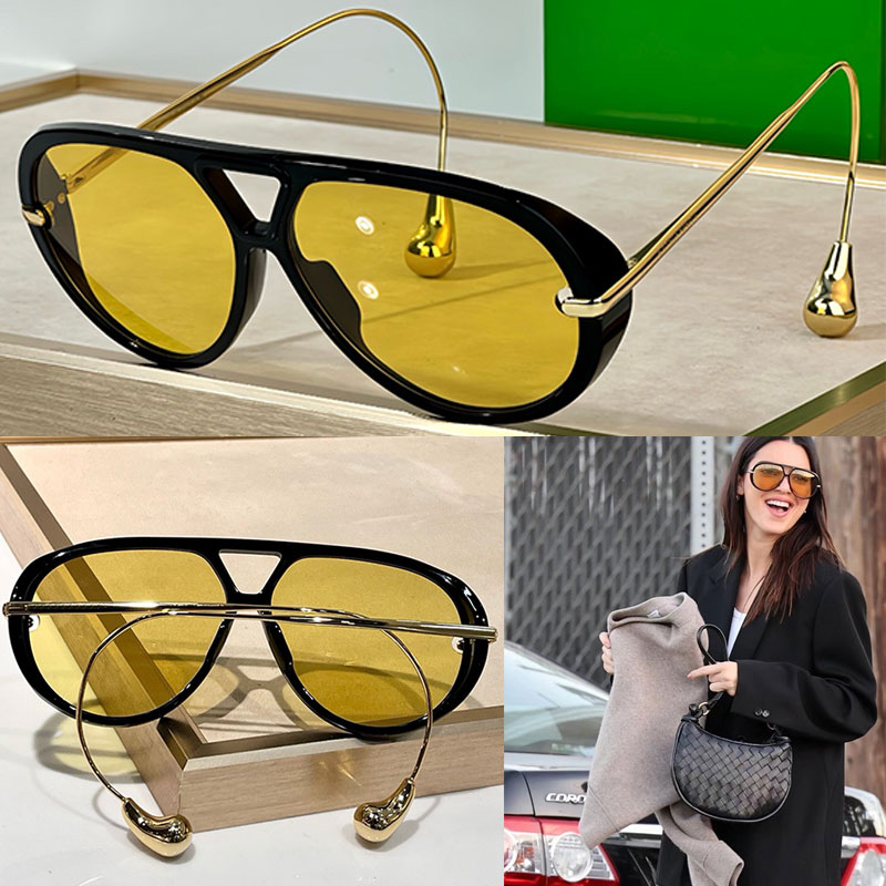 Designer sunglasses for men women Gold lenses avant garde glasses acetate metal oval full frame gold color Luxury fashionable personalized sunglasses 1273