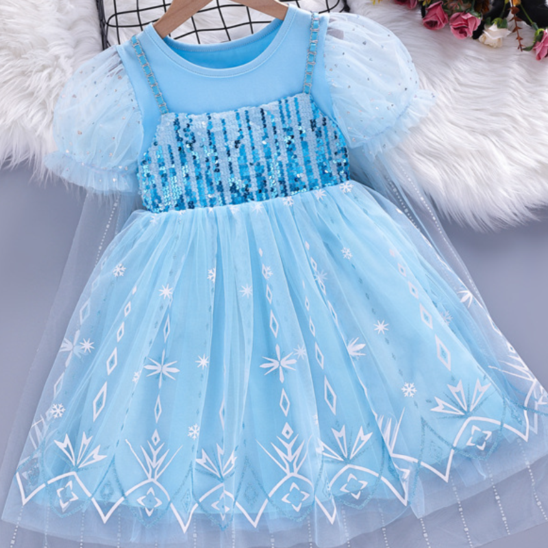New Disney summer princess dress birthday outfit beach dress children's designer clothing girl baby Elsa dress performance costume princess dress
