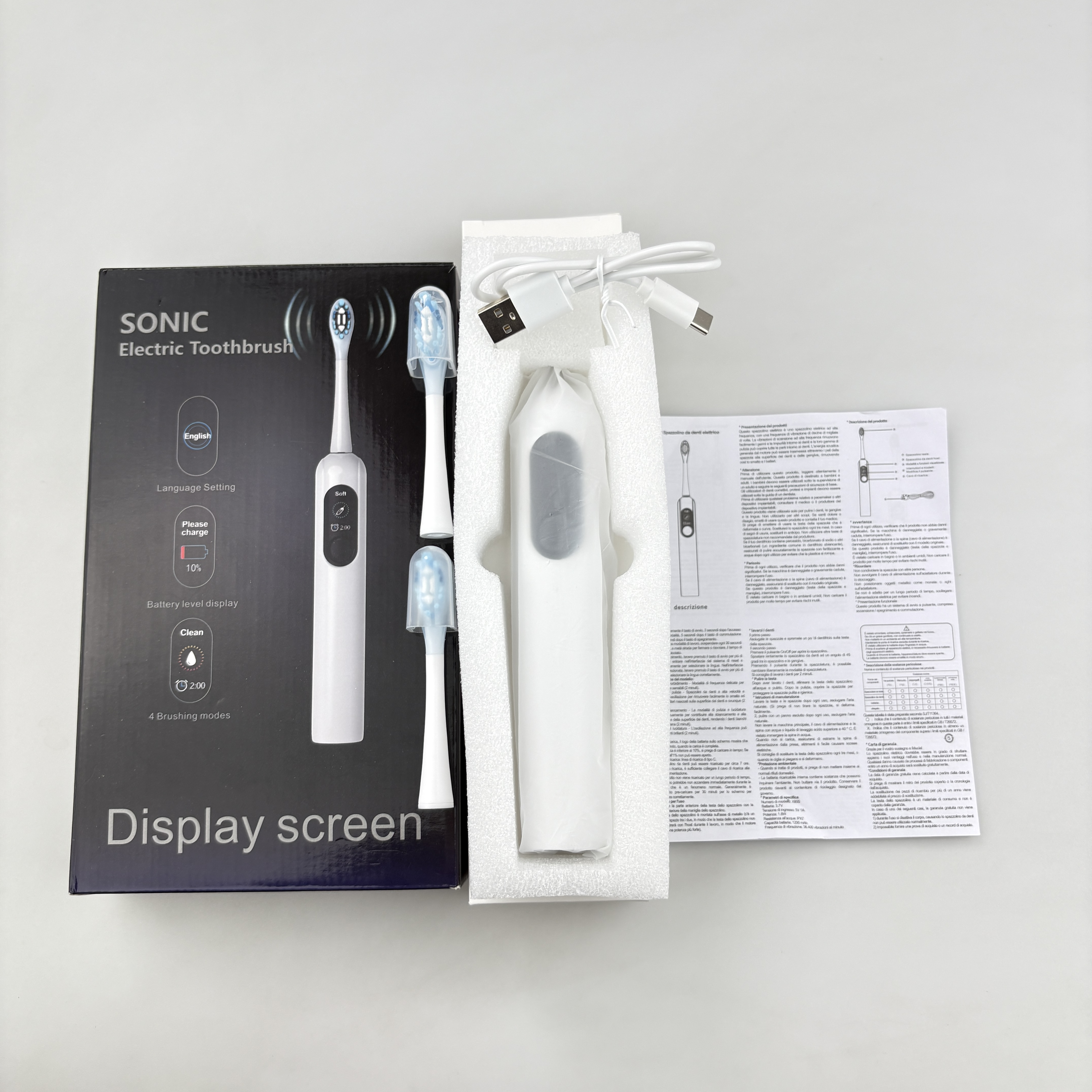 Smart LED Screen Electric Toothbrush Waterproof Rechargeable Oral Care Ultrasonic Toothbrush