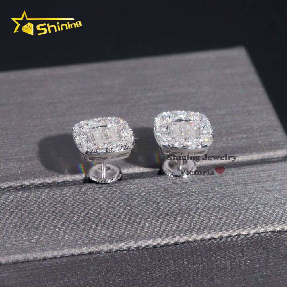 Halo Design Versatile Stud 10K Soild Gold Mens Hip Hop VVS Moissanite Earrings