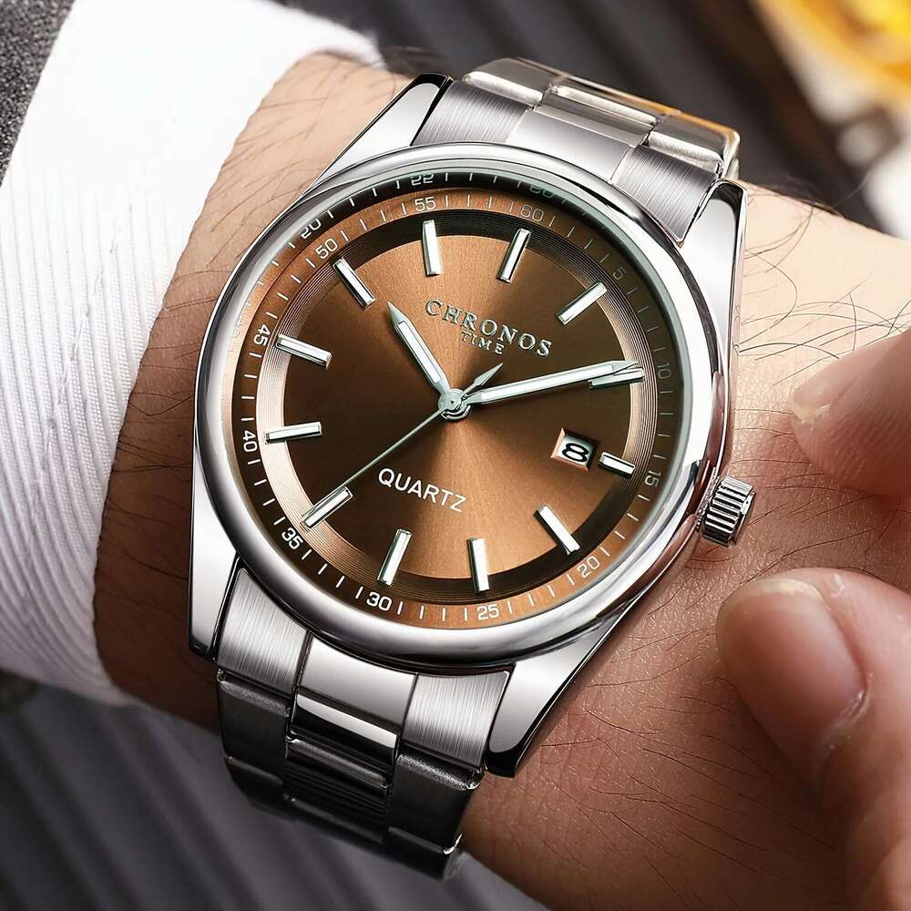 CHRONOS Quartz Watch Men Waterproof Date Luminous Wristwatch Stainless Steel Men's Casual Watches Male Clock Sports Reloj