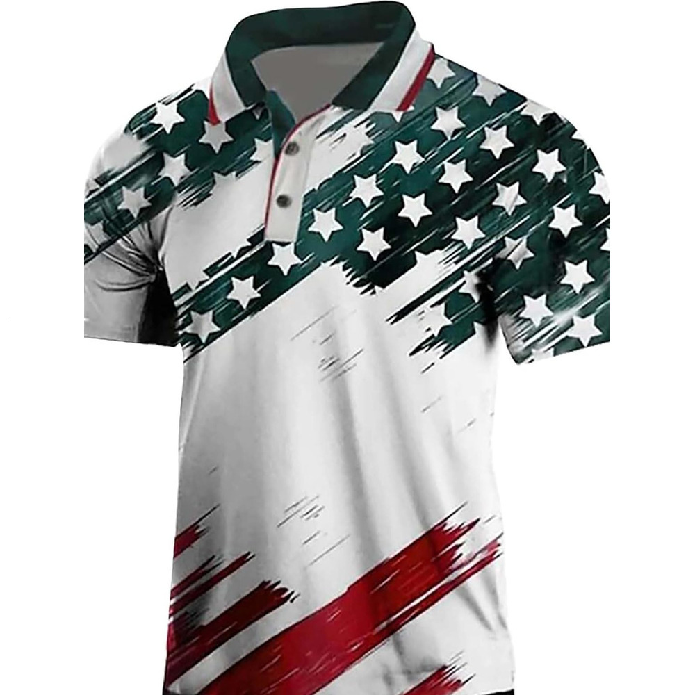 Mens Polo shirt 4th of July Polo Shirts Casual Short Sleeve Golf Shirt USA Flag Print Summer Raglan Patriotic Tee Tops Polos shirts