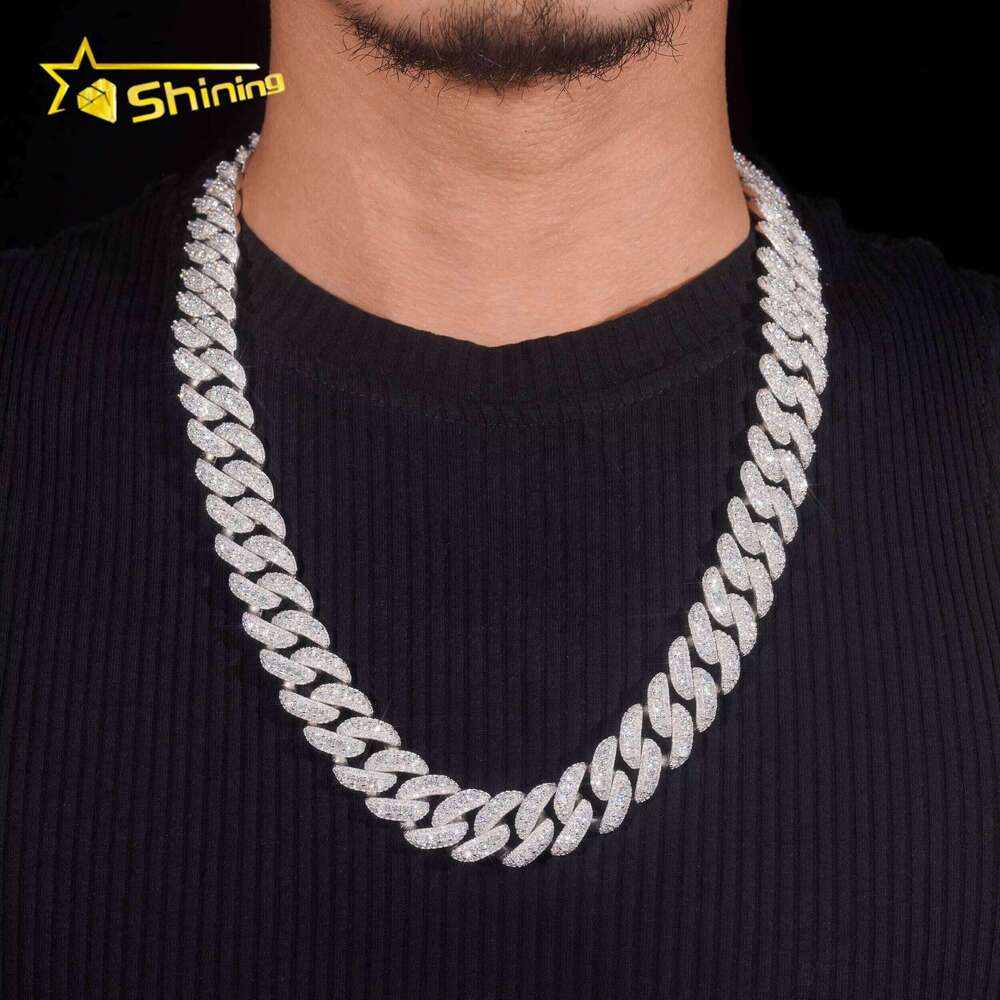 High Quality Hip Hop Jewelry Sier Moissanite Dia VVS 18Mm Mens Iced Out Cuban Link Chain