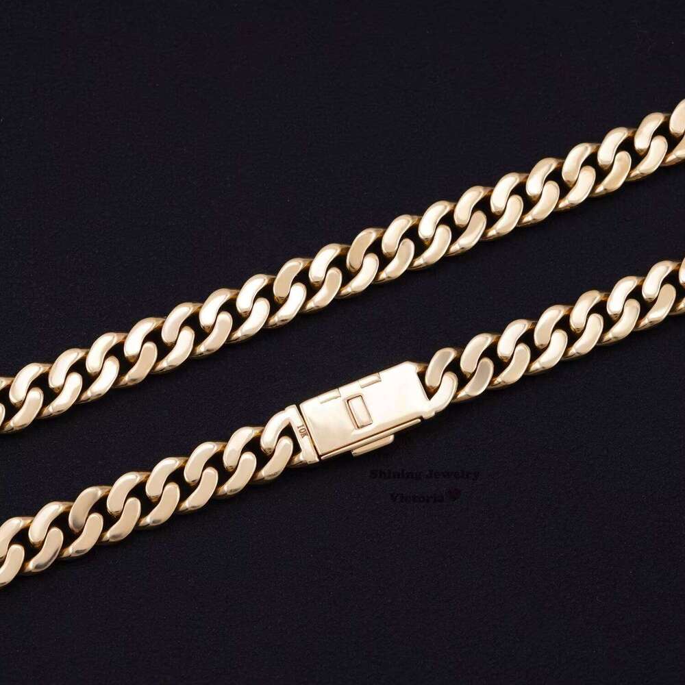 Ordinary Necklace Unisex Necklace Accessory 8Mm 22 Inches 684G 10K Cuban Chain