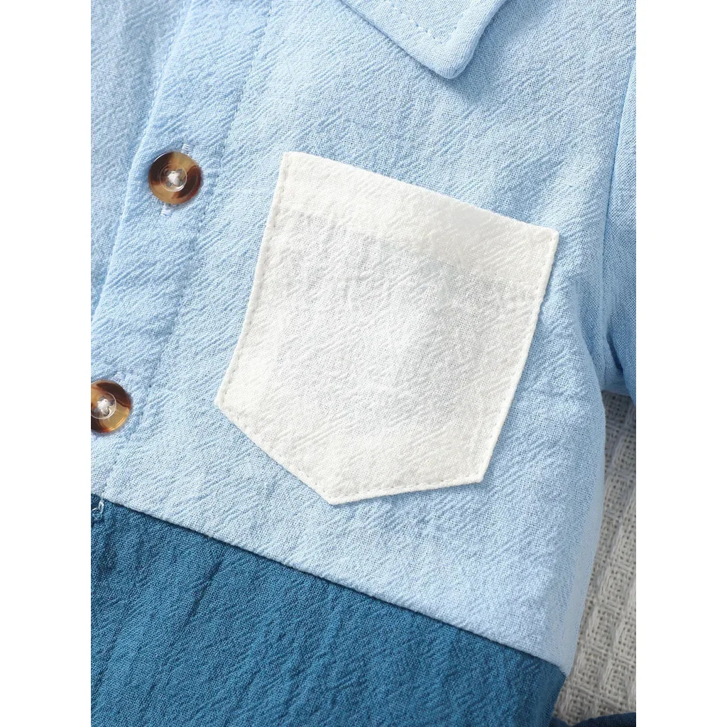 03Years Toddler Baby Boy Blue Color Matching Short Sleeved Shorts 2PCS Set Fashion Handsome Leisure Style Birthday Party Outfit 250517z