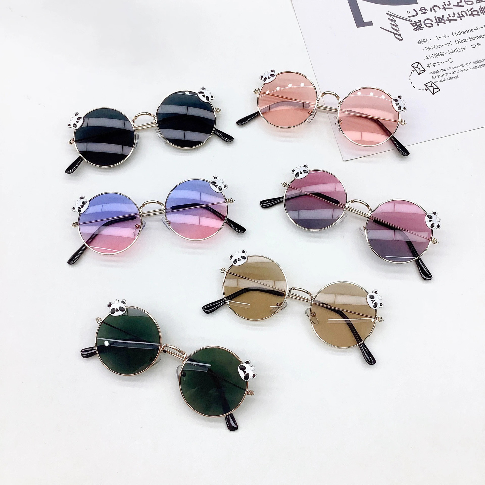 Bear Childrens Fashion Round Frame Sunshade Sunscreen Sunglasses For Boys And Girls Anti UV Baby Glasses 250522