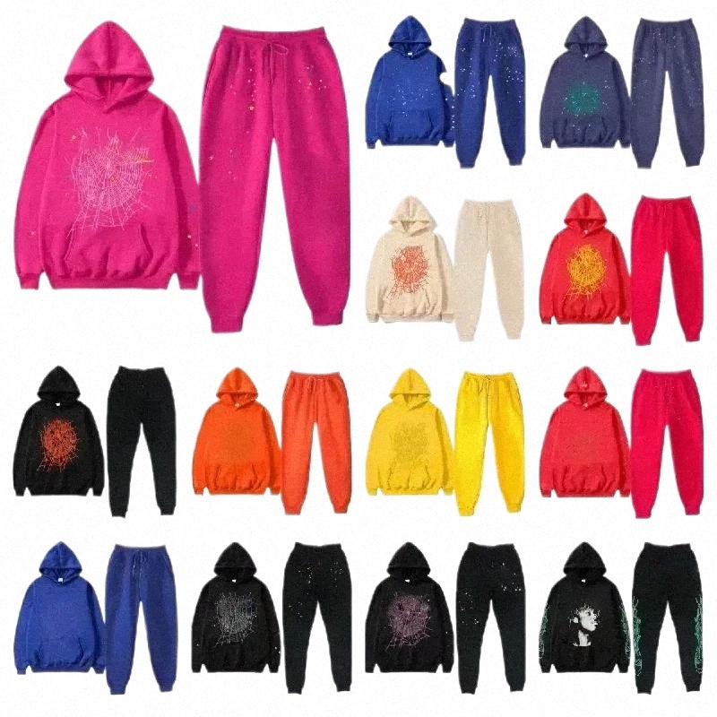men's Designer Hip Hop Rock Hoodie Cotton Long Sleeve Cobweb Pattern Puff Print Women's Sports Hoodie spider hoodie Windproof Pullover 55b x0V9#
