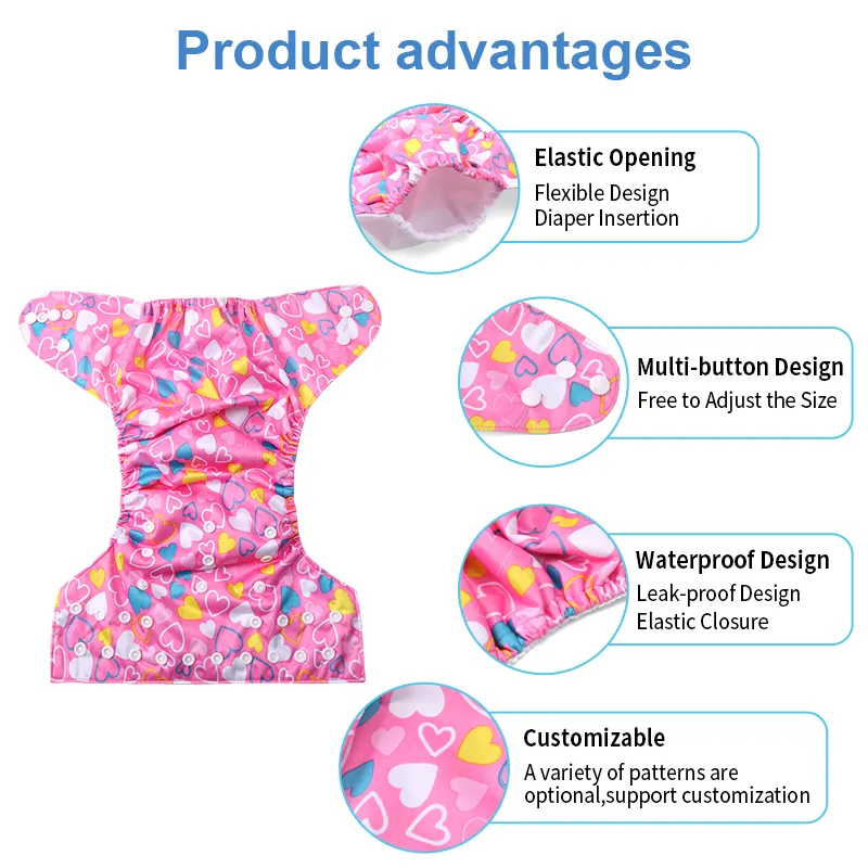 Washable Baby Diapers Manufacturing Diaper Reusable Pocket Diaper East to Use with Different Designs Wholesale Baby Cloth Diapers Reusable Modern Clot