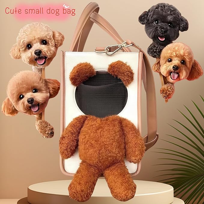 Small Dog Pet Bag Carrier Fashionable PU Leather Dog Purse Convenient Pet Tote for Puppy Pet Handbag for Small Sized Dogs, Cats for Going Out and Trav