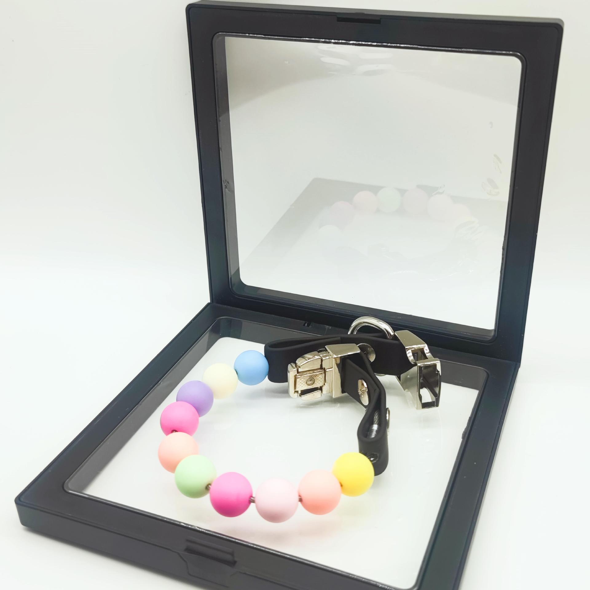 Pet Collar for Small Medium Dogs, Beaded Silicone Dog Necklace Handmade Girl Bling Colored Pearl Collar with Durable Metal Buckle, Cats Pretty Necklac