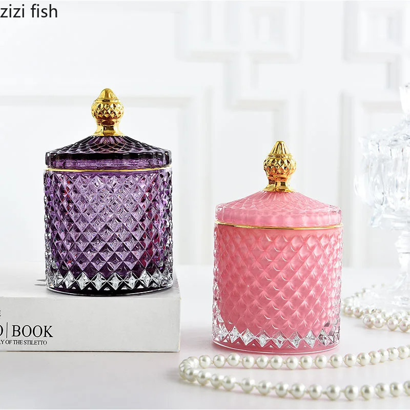 Glass Storage Jars Retro Aroma Candle Jar Jewelry Storage Box Crown Decorative Crystal Storage Jar with Lid Spice Organizer 250522