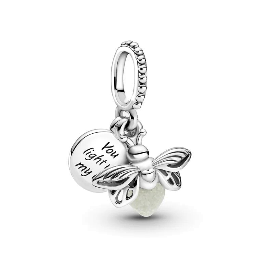 FewDook 2025 New Desgin Summer New Glow-in-the-dark Firefly Dangle Charm Fit Original Pan Bracelet DIY Silver&Gold Plated Women Fashion Style Jewelry 