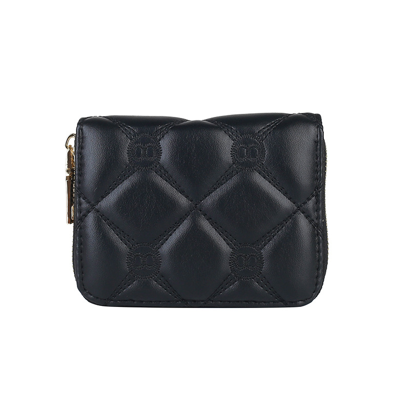 Ladies purse new simple fashion embroidery line long single zipper handbag large capacity wallet mobile phone bag 2025