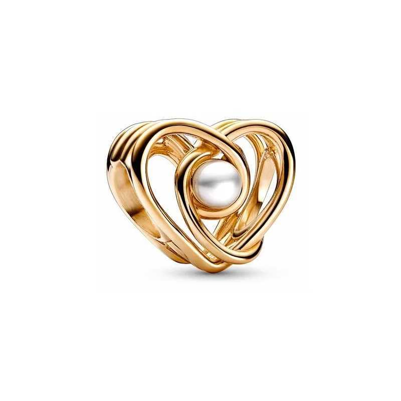 New Fine Sparkling Gold Family Pendant HeartShaped Charm Beads Fit Original European 925 Silver Bracelet DIY Women Jewelry GiftsXJ250523