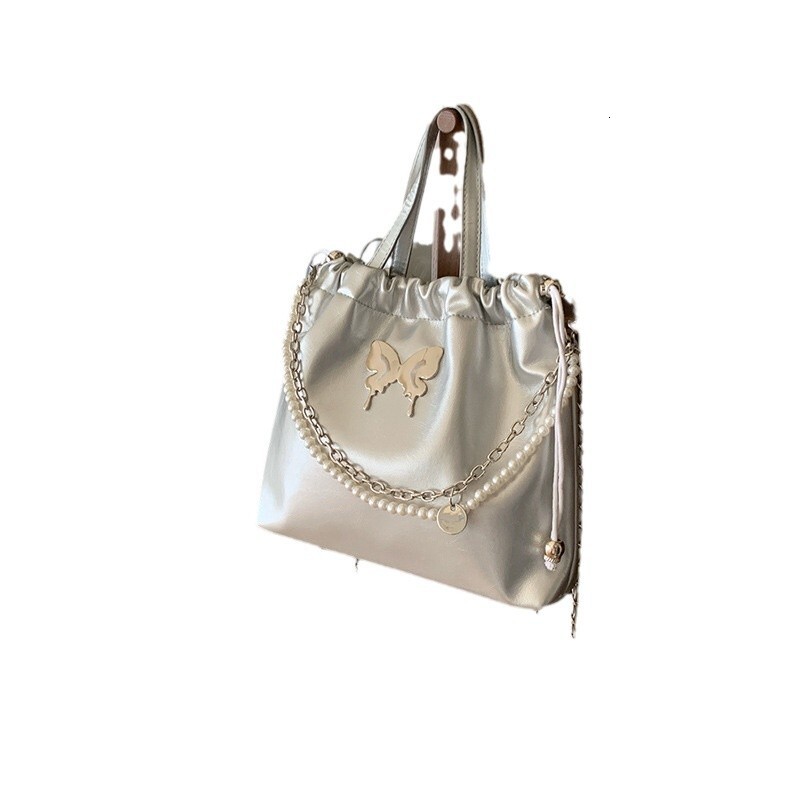 New Fashion trend Silver Butterfly Women's Fashion Trend Korean Pearl Chain Backpack Designer Multi functional Women's Handbag