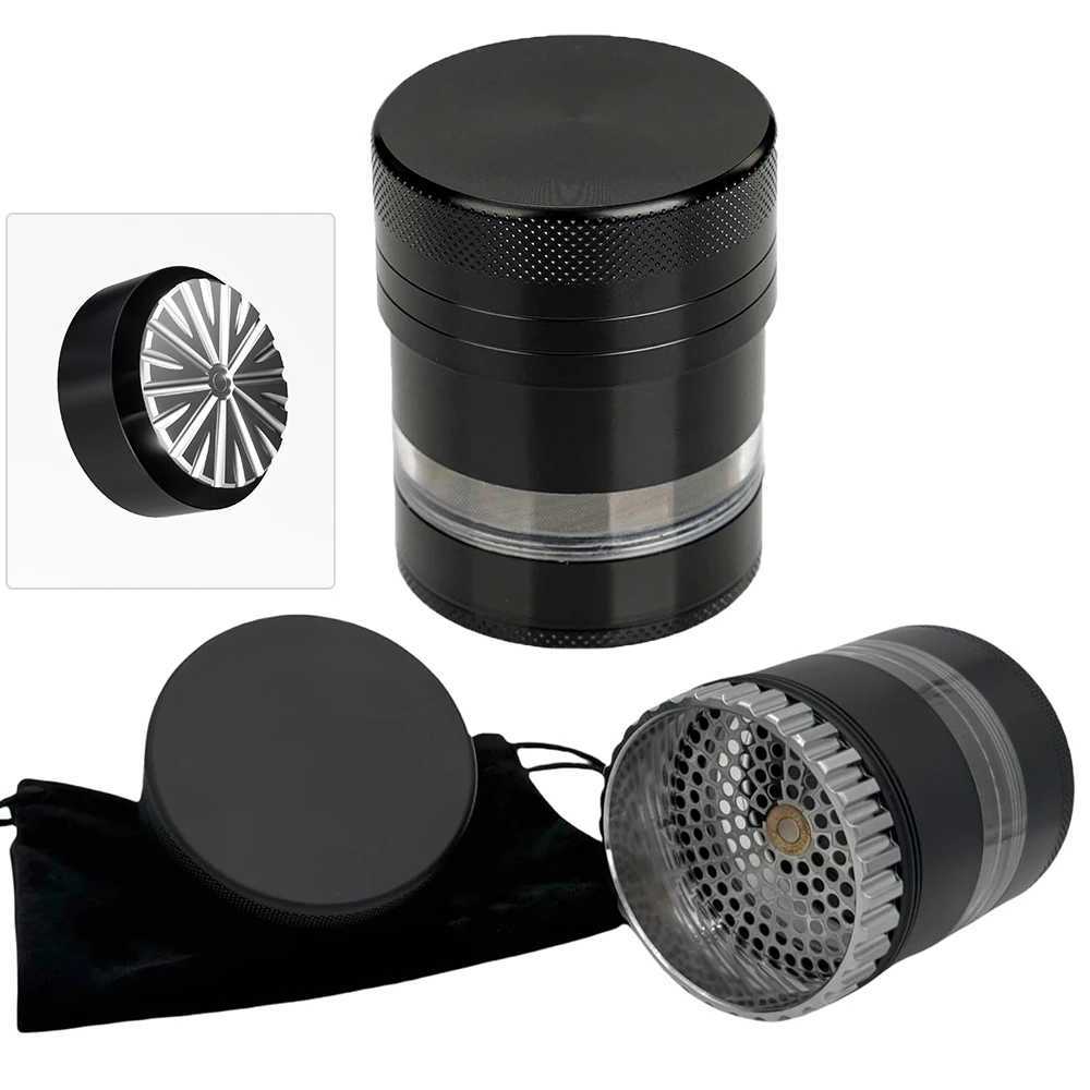 New 2.5 Inches Toothless Manual Metal Herb Grinder Spice Crusher Large-capacity Portable with Transparent Screen Catcher Y250521