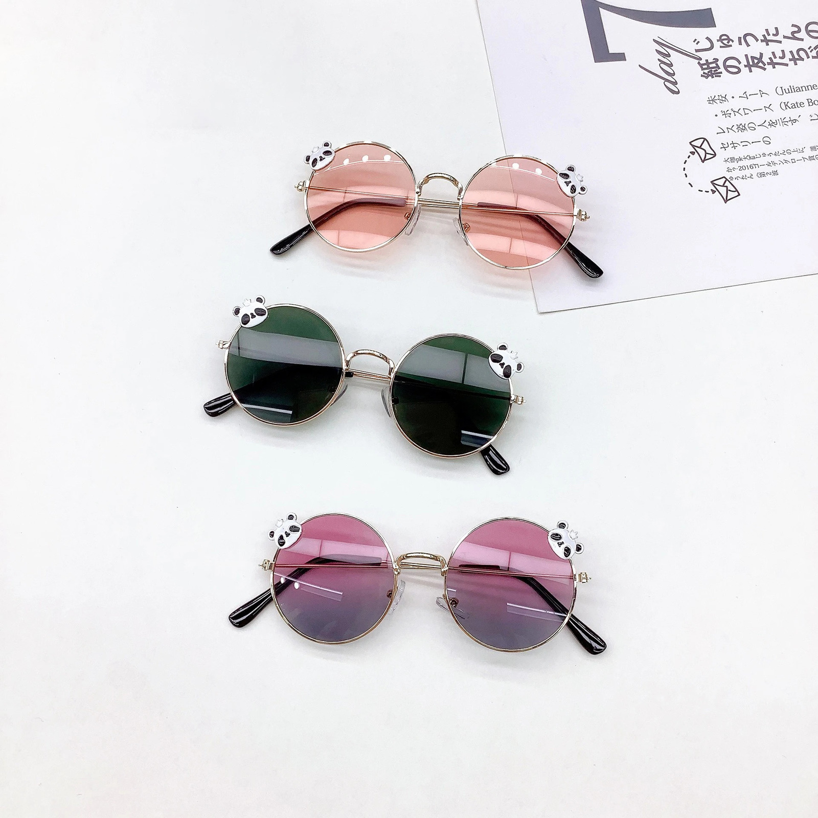 Bear Childrens Fashion Round Frame Sunshade Sunscreen Sunglasses For Boys And Girls Anti UV Baby Glasses 250522