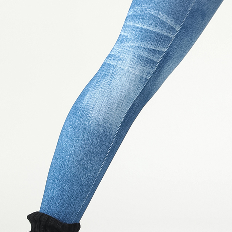 Seamless Comfortable Faux Denim Athletic Pants for Outdoor Wear Featuring a Unique Tree Branch Design
