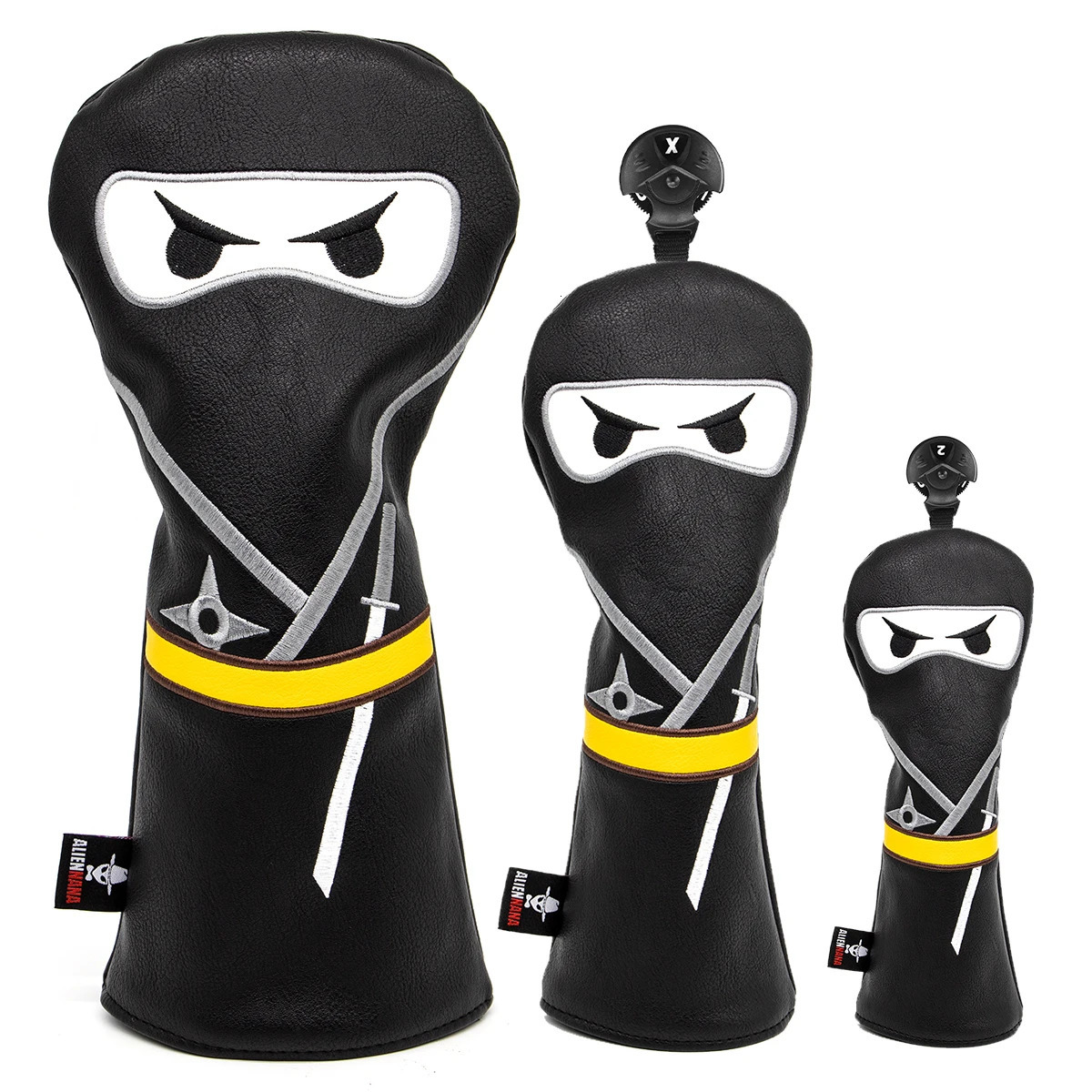 Golf Club headcover Set Aliennana Black Ninja Driver Head Cover Fairway Golf Headcvoer Hybird Blade putter Mallet Putter Covers 250522