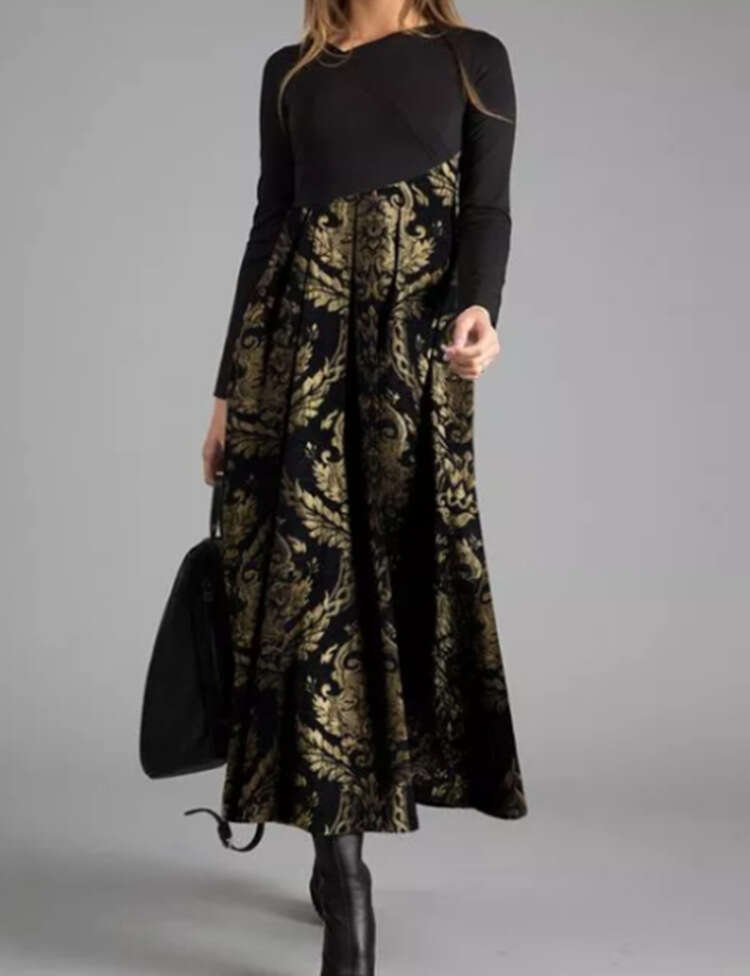 Halter Whit Maxi Dresses Autumn And Winter New Women S Printed Sleeved With Temperament Slim Fit Long Dress For Women Prom Sexy Dress