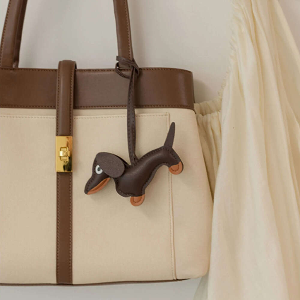 Sausage dog pendant cartoon puppy bag leather creative keychain mobile phone hanging decoration gift accessories