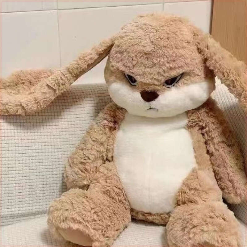 Grumpy Bunny Plush Doll Soft Fluffy Rabbit Hug Pillow Toy for Bed Sofa