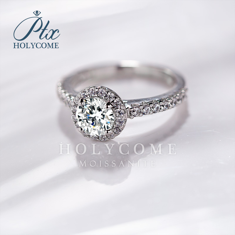 Women Moissanite Rings Classic 1ct D Vvs Moissanite Diamonds S925 Ring Jewelry White Gold Plated Sterling Silver Engagement Wedding Rings