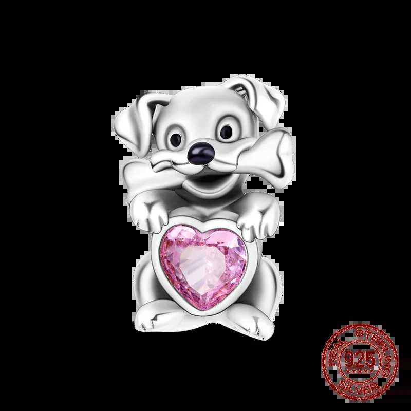 925 Sterling Silver Pink Cats Dogs Claw Bone Animal Charms Beads Fit 925 Original Bracelets DIY Birthday Jewelry Making XJ250523