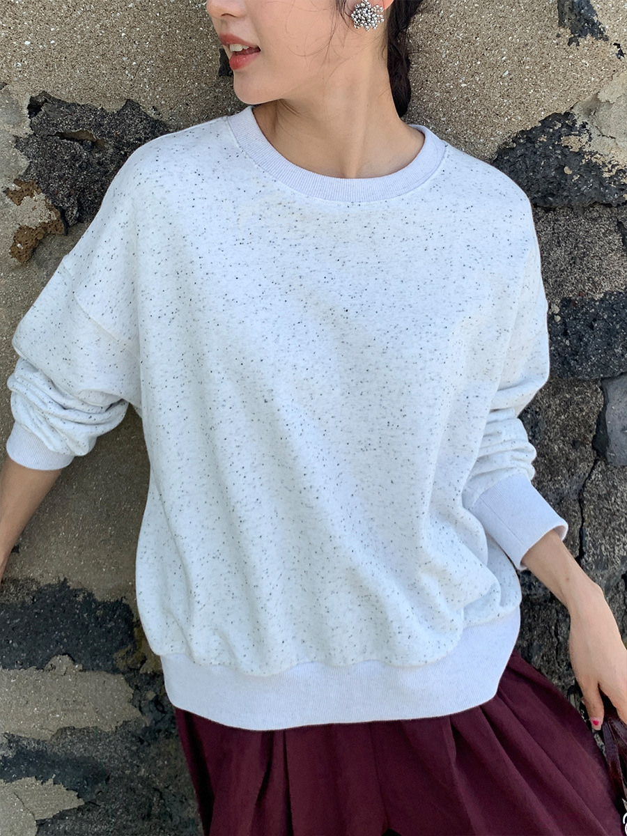 LXB210 Polka dot long sleeve sweatshirt for women Spring new Korean style round neck casual versatile sweatshirt