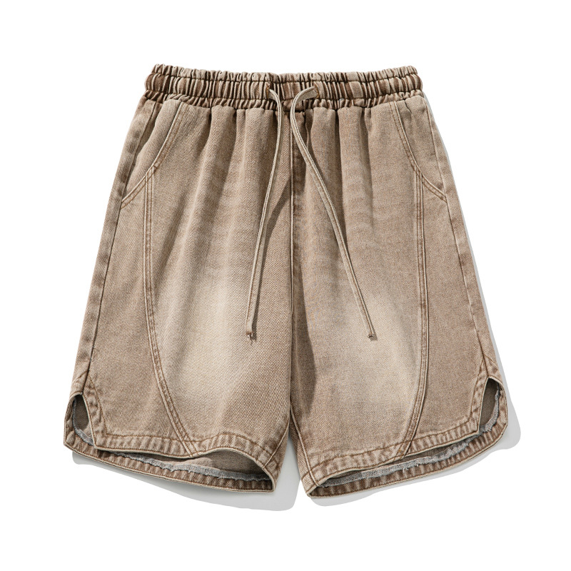 Denim Shorts Men Shorts Washed Distressed Knee Length Straight Jeans Pockets Spliced Patchwork Solid Loose Summer Casual R250523