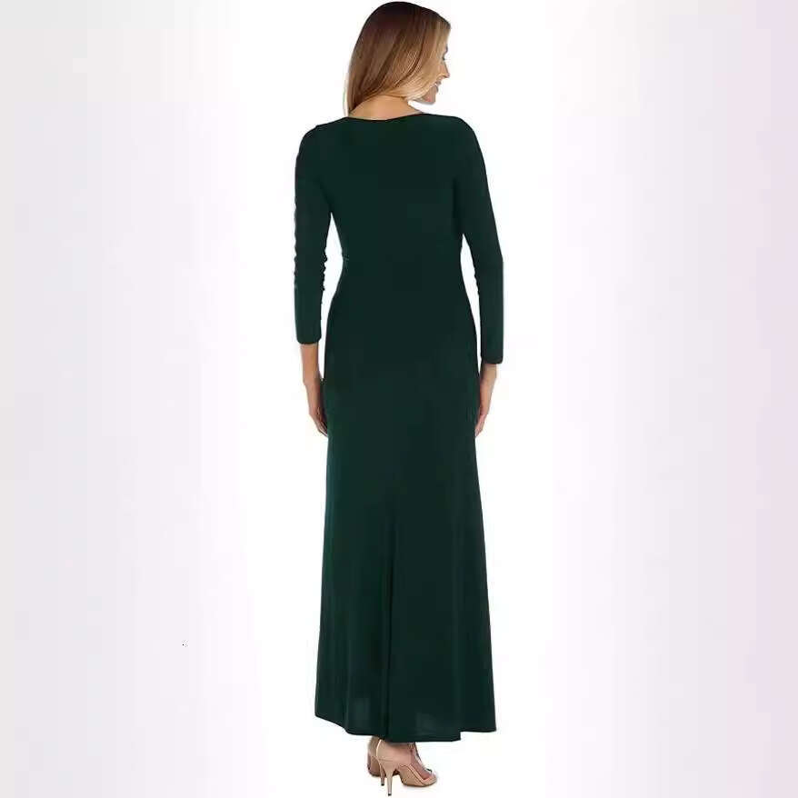 Halter Whit Maxi Dresses New Evening Tight V Neck Ruffles And Side Split Long Sleeve Dress For Women Prom Sexy Dress