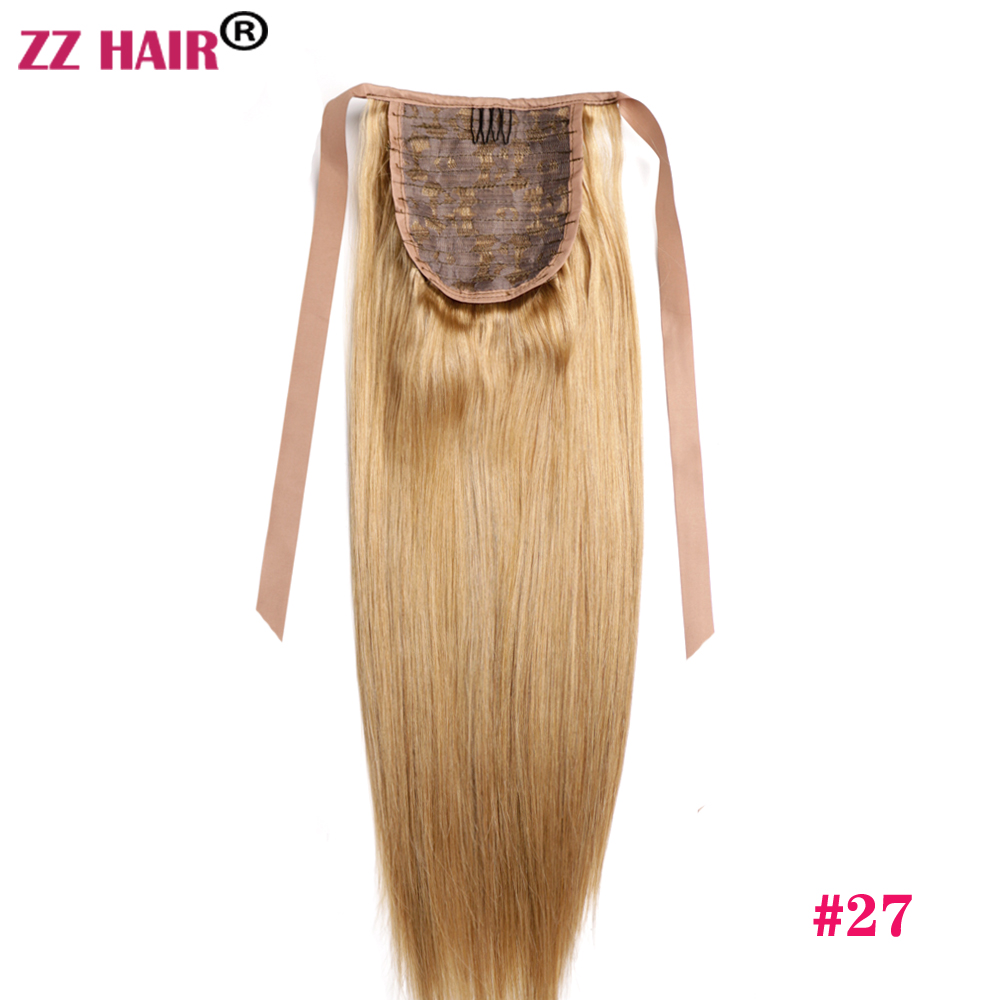 16"-24" Ribbon Ponytail Horsetail 60g-80g Clips in/on 100% Brazilian Remy Human hair Extension Natural Straight