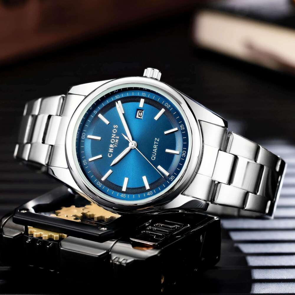 CHRONOS Quartz Watch Men Waterproof Date Luminous Wristwatch Stainless Steel Men's Casual Watches Male Clock Sports Reloj