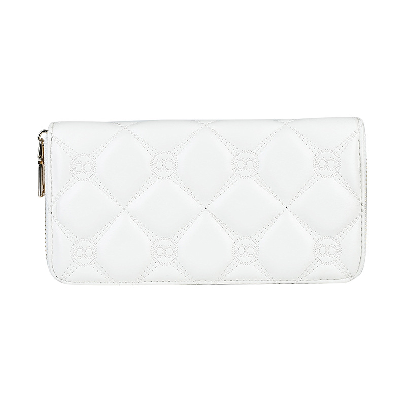 Ladies purse new simple fashion embroidery line long single zipper handbag large capacity wallet mobile phone bag 2025