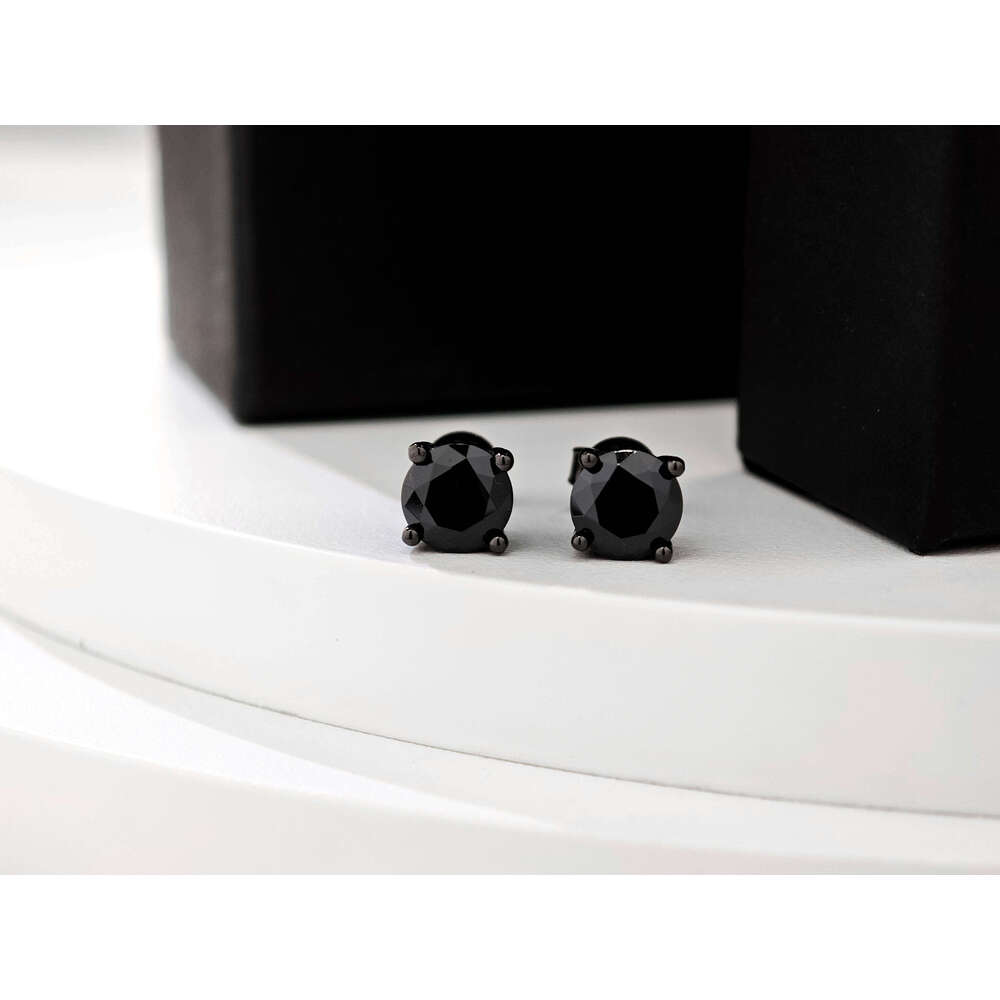 Ruizuan Black Sier Fashion Jewelry Earring Studs Round 1CT 6.5mm Moissanite Earrings Men