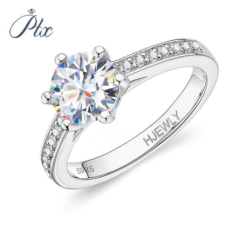 1CT Moissanite Diamond Ring S925 Sterling Silver Light Luxury Style Factory Wholesale Round Cut Moissanite Diamond Wedding Engagement Ring