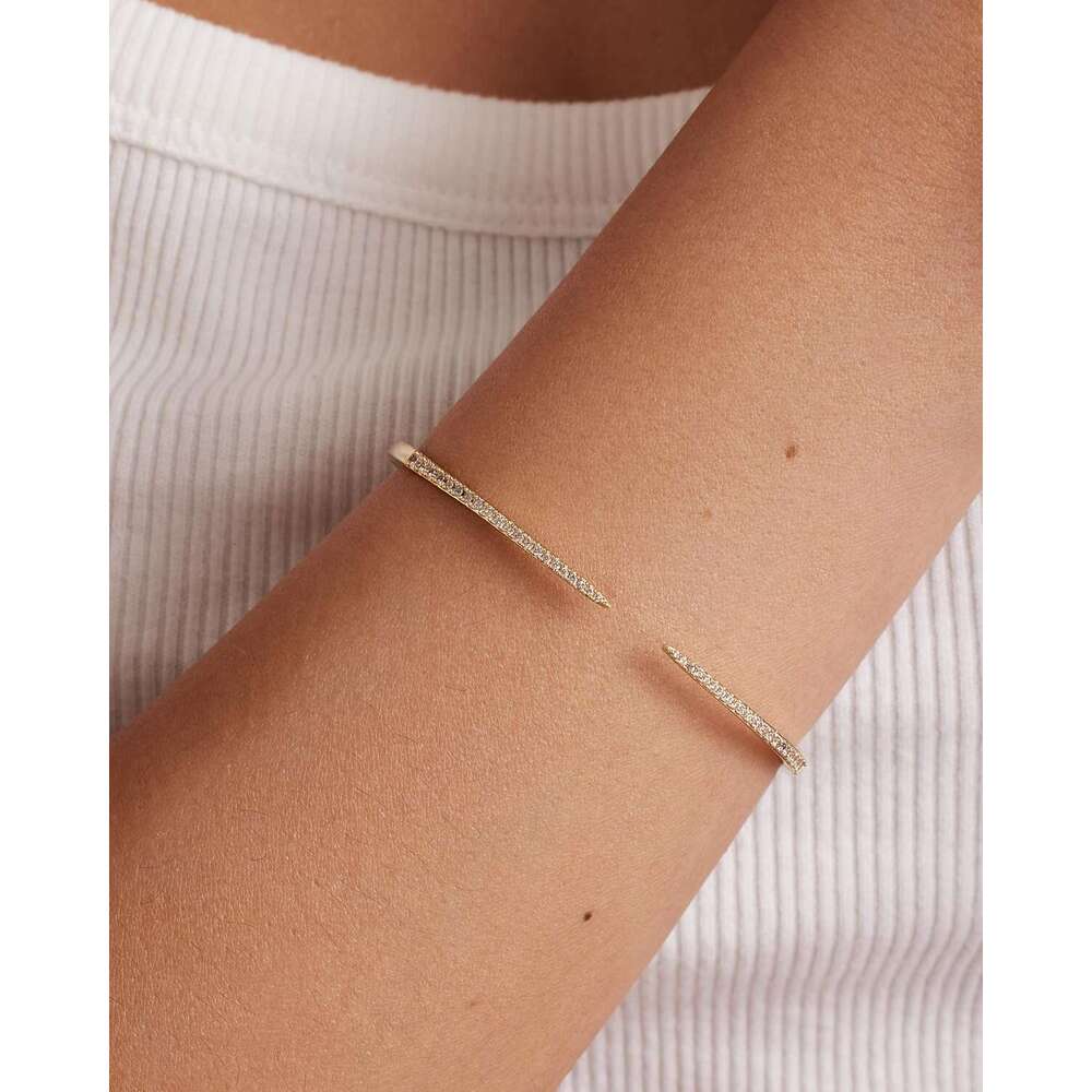 14K Gold Plated Cubic Zirconia Claw Bangle Bracelet | Elegant CZ Cuff Bracelets for Women