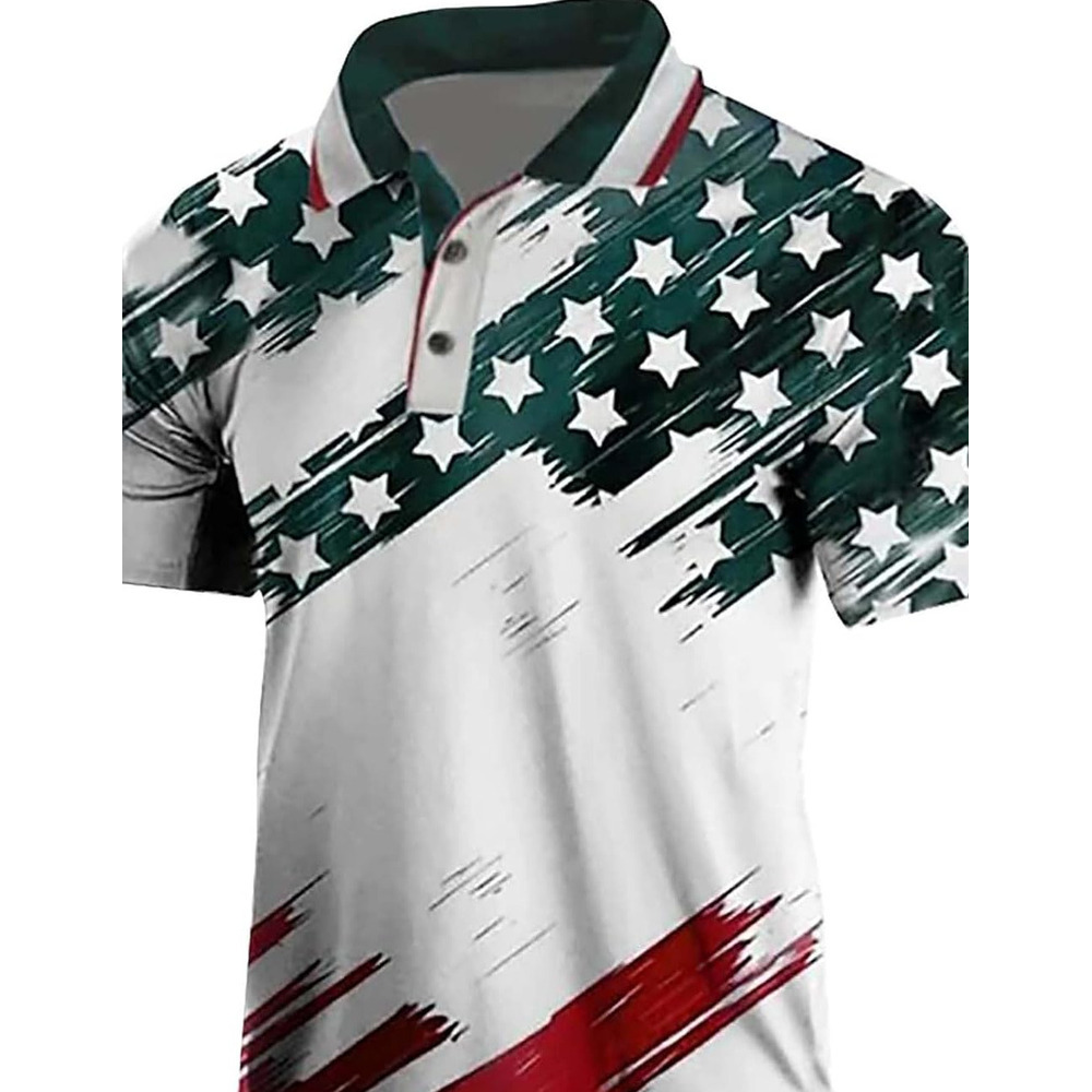 Mens Polo shirt 4th of July Polo Shirts Casual Short Sleeve Golf Shirt USA Flag Print Summer Raglan Patriotic Tee Tops Polos shirts