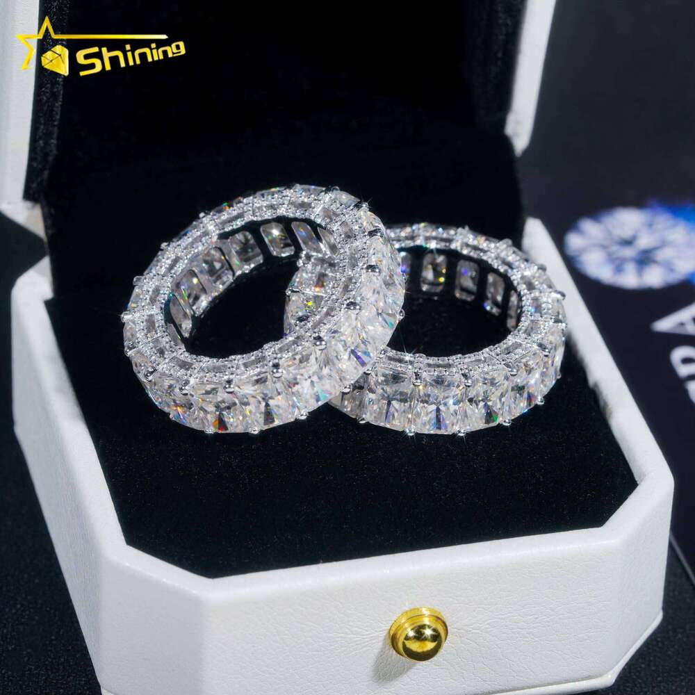 10K 14K Real Gold Wedding Full Lab Grown VVS Moissanite Dia Jewelry Engagement Eternity Band Ring