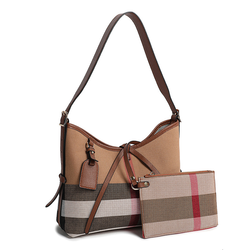 Free Shipping Designer Bag 2025 New High-end Leather Womens Bag Color Blocked Plaid Bag Armpit Bag Large Capacity Tote Bag Shoulder Crossbody Bag