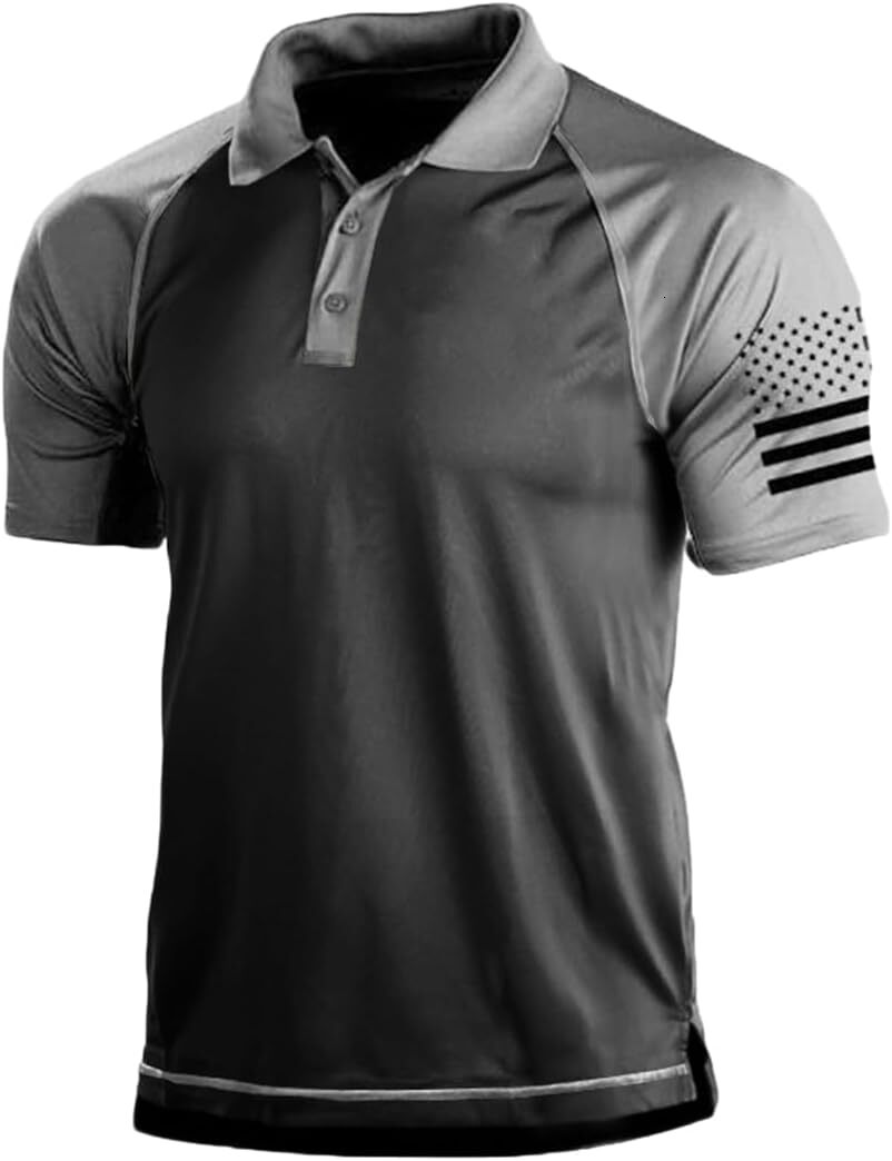 Mens Polo shirt Men's 1776 Independence Day American Flag Short Sleeve Polo Golft Shirt